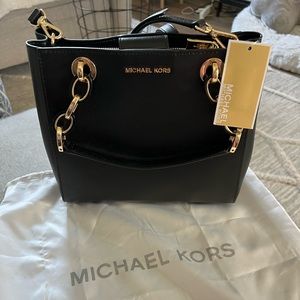 Michael Kors black leather small Cynthia satchel